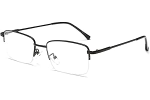 LJCZKA Half Frame Blue Light Blocking Glasses for Mens Womens, Rectangular Semi Rimless Blue Light Glasses for Anti-Fatigue and Eyestrain