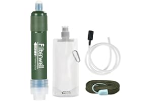 DERUAKU Personal Water Filter, Mini Water Filter, Personal Purification Straw, 4000L Portable Water Filter Kit for Camping, Hiking, Backpacking, Outdoor Survival Equipment