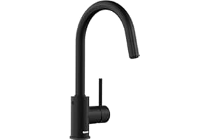 BLANCO MIDA-S | Küchenarmatur in schwarz matt | Hochdruck | Mit herausziehbarem Schlauch | Rückflussverhinderer | Keramik Kartusche | Gesicherte Wasserqualität & wassersparend | [10,8x22,3x33,6 cm]