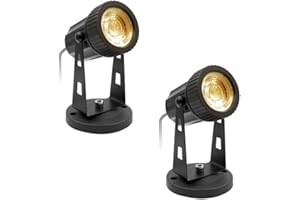 LAM(MS)PEN 2x 3W Focos LED interiores blanco cálido COB Con pica de tierra interruptor manual Foco para plantas de interior 3000K 300LM IP20 con cable de 1,8m con enchufe para Paisaje, Árboles, Plantas