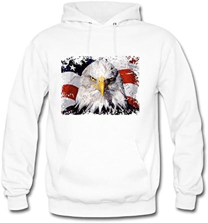 Men Unisex Hoodie Sweatshirt printed American Eagle Flag White 3XL