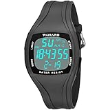 YOLANDE Jungen Digitaluhren Kinder Uhr Mädchen Jungenuhr Wasserdicht 5ATM Sportuhren Uhr mit Armbanduhr Gummi,Gray