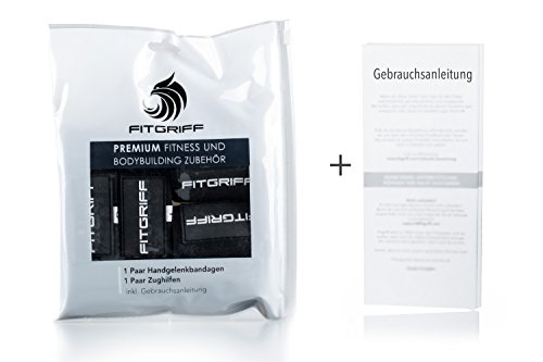 Handgelenkbandagen + Zughilfen (2Paar/4Stück) von FITGRIFF – Premium Fitness Set für Kraftsport, Bodybuilding und Krafttraining – für Frauen und Männer – 2 Jahre Gewährleistung - 7