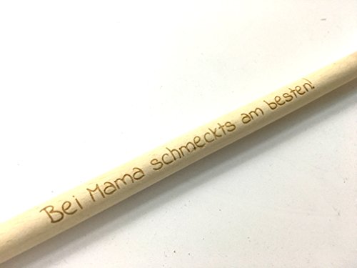 "Bei Mama schmeckts am besten!" - Kochlöffel aus Holz mit Gravur - Tolle Geschenkidee für Mama zum Geburtstag, Muttertag, Ostern oder Weihnachten - 35cm Länge, FSC Holz