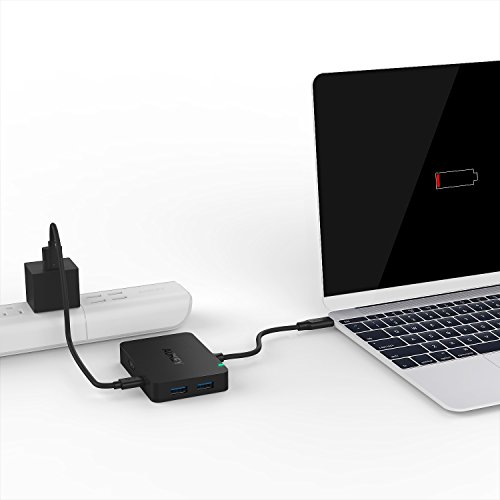 AUKEY USB C Hub auf 4 Port USB 3.0 + USB C Port mit PD ( Power Delivery ) + HDMI Port ( 4K Auflösung ) USB Type C Hub Ladefunktion für New Macbook, Macbook Pro 2016, Google ChromeBook Pixel 2015, usw. - 4