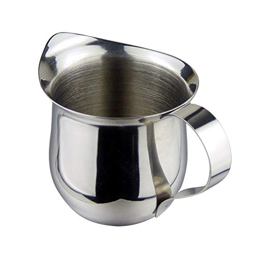 UIYU Stainless Steel Milk Mug Milk Frothing Jug Milk Pitchers Cup with Spout, Espresso Coffee Pot Container Waist Shape Cup Perfect for Making Coffee and Frothed Milk (240ml/7oz)
