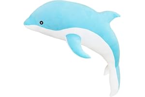 Surakey Delfín Lindo de Peluche Juguetes Muñeca de Felpa, 50 cm Realista Delfín Muñeca de Animales de Peluche Suave Regalos de Almohada Juguetes Creativos para Niños Familia Amigos Azul