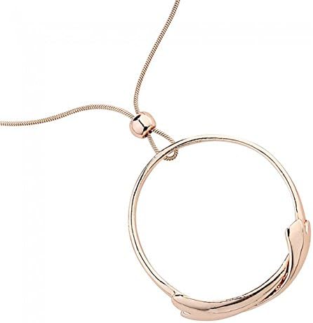 Two Rose Gold Hearts Tied As A Circle Pendant Long Chain NECKLACE - JCUK