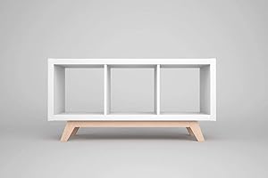 ‎NEW SWEDISH DESIGN Kallax Regal Untergestell, Holzgestell aus echter massiver Buche, für Kallax-Breite: 3 Regalfächer, schräge Möbelfüße, Füsse f. Sideboard Lowboard skandinavisch