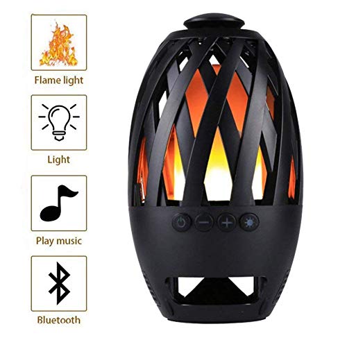 Preisvergleich Produktbild RQINW LED-Nachttischlampe Flammenlautsprecher, hervorragender Bassklang, tragbare Flicker-Flammenlampe, 2 in 1 Atmosphärenlicht Drahtloser Bluetooth-Lautsprecher