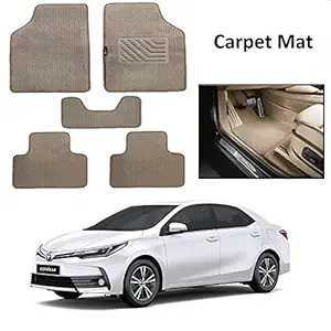 Olmeo Carpet Beige Car Foot Mat/Car Floor Mat Set of 5 for Toyota Corolla Altis