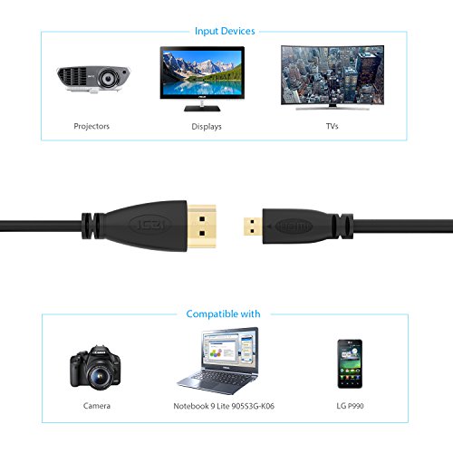 ICZI Micro HDMI Kabel 1.8m, 4K Kabel, HDMI-Standard Goldbeschichtete Anschlüsse 3-fach geschirmt für Micro HDMI Geräte inklusive dem Lenovo Miix 310, Odys Trendbook 14, KCSMOBILEGAMING PRO7-15 usw. - 5