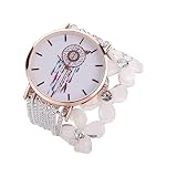 Damen Uhr, OverDose Luxusmode beiläufige Quarz elegante Stern Kristall Diamant Kristall Uhr (Weiß)