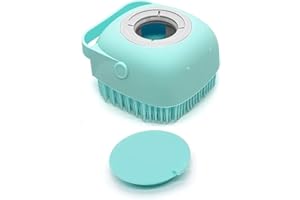 Theamers Silicone Pet Bathing Brush, Pets Bath Brush, Multi-functional Bath/Massage Brush, Pet massage tool and shampoo dispenser for Dogs and Cats, Pets Shower and Grooming tool (blue)