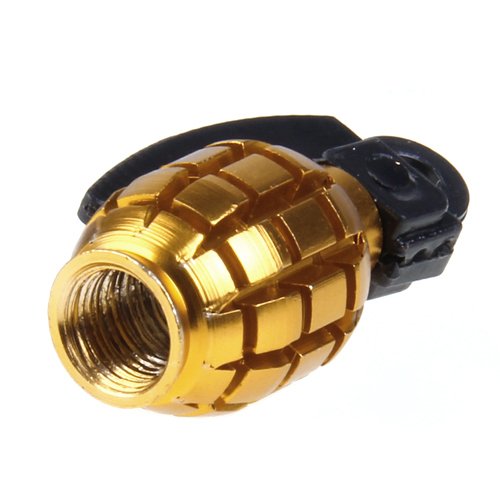 Gazechimp 2pcs Fahrrad Metall Granate Form Bike Cycling Reifenventil Staubkappe Abdeckung – Gold - 5