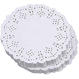 FLZONE Centrini Carta Pizzo,200 Pezzi Centrini di Carta Rotondi di Pizzo Bianco Cuscinetti per Imballaggi per Decorazioni da 