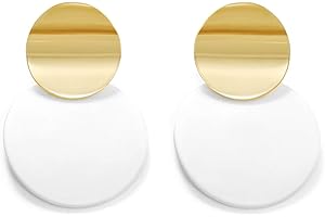 LILIE&WHITE Boucles d'Oreilles Clous en Noir et Doré – Design Géométrique Élégant et Moderne pour Femme – Accessoire Idéal pour Toutes les Occasions