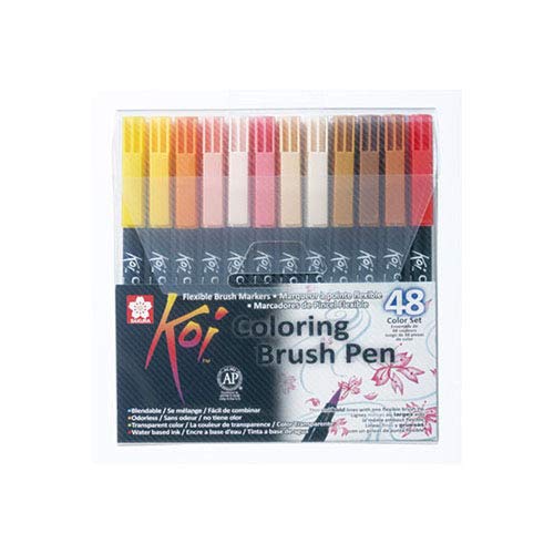 Sakura KOI Coloring Brush Set 48 - Pack de 48 rotuladores, Punta pincel
