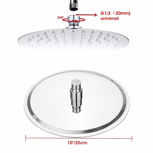 Edelstahl Rund Regendusche Überkopfbrause Rain Shower Head Rainfall 25*25cm - 5