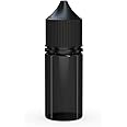 Chubby Gorilla V3 30ml Stubby PET Plastic Unicorn Bottles for Liquids - Empty Dropper Bottles - 10x 30ml (Transparent Black Bottle with Black Cap)