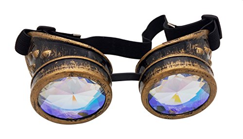 hotservice1 Vintage Steampunk Brillen Cyber Brille Punk Viktorianischer Stil Schweißen Cosplay Gothic Goth Rustic Rivet Rave Kaleidoskop Brillen Brass Frame - 2