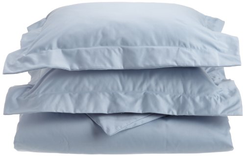 Superior 1000 Thread Count Soft and Wrinkle Resistant 3-Piece Duvet Cover Set with Oxford Pillowcases, Cotton Blend, Double/King, Light Blue