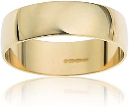 Kareco Unisex 9ct Yellow Gold 6mm D Shape Wedding Ring, Size Q