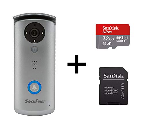 Preisvergleich Produktbild SecuFirst Video Türklingel mit HD-Qualität Video, Wasserdicht, Intercom, Personendetektion, WiFi / LAN, Sicherheitskamera, Nachtsicht - Mit Gratis 32GB MicroSD-karte, kein Abo oder zusätzliche Kosten