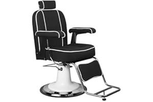 ‎ACTIVESHOP Activeshp Amadeo Friseurstuhl Friseursessel Barberstuhl Bedienungsstuhl Friseureinrichtung Schwarz | 360 Grad drehbar | höhenverstellbar mit hydraulikpumpen |