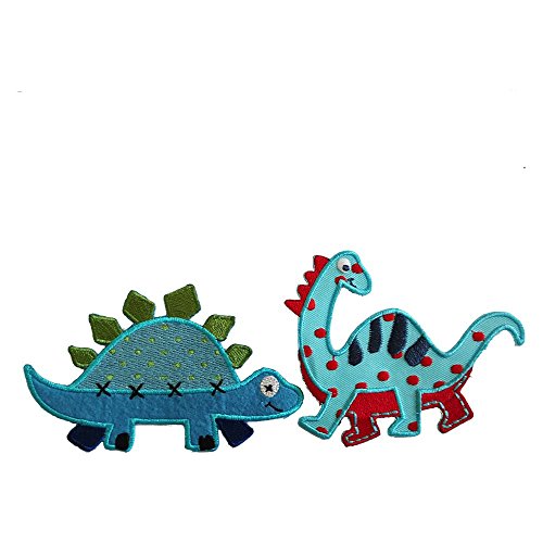 TrickyBoo Aufbügler Bügelbilder Set 2 Aufnäher Patches Diplodocus 10X8cm Stegosaurus 11X7cm flicken Stoff Patch Kleider Aufnäher zum Aufbügeln auf Jacke Schal Halstuch Decke Rucksack Tasche Turnsack Fahne Wimpel Türschild Kissen Hemd Jeans Rock Hosen Kleider Kappe Hut für persönliche Geschenke mit Gute Jungen Kreative Kurzware Machen Mädchen Mercerie Mode Multi Nähen Stoff Applikationen Annähen Applikationen Baby Baumwolle Baby Kinder Stadt Verein Fussball Sport Namen Geburt Taufe Gebu