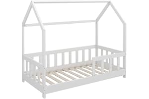 Oskar-Store Livinity Kinderbett Hausbett Einzelbett Michelle Weiß modern Kinderzimmer Bett Lattenrost Rausfallschutz (140 x 70 cm)
