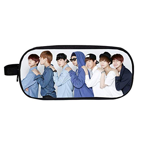 Preisvergleich Produktbild BTS Federmäppchen Mit Einem Reißverschluss Aufbewahrungstasche Tasche Gedruckte Federmäppchen Multifunktions-Stifttasche mit großer Kapazität (Color : A23, Size : 24 X 7 X 11cm)