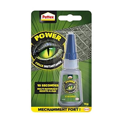 Pattex Power Colle Forte Instantanée pour Les Collages et Réparations, Colle Séchage Rapide Multi-Matériaux, Colle Transparente et Liquide, Flacon 15 g