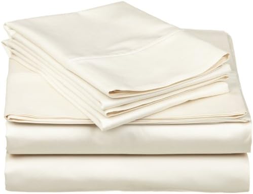 400 Thread Count 100% Cotton Sheet Set, Pure Ivory Solid Emperor Sheets 4 Piece Set, Long-staple Combed Pure Natural Cotton Bedsheets, Soft &amp; Silky Sateen Weave by Crafts Linen