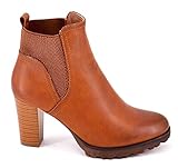 Innenmaterial: Synthetik King Of Shoes Damen Stiefeletten Ankle Boots Plateau Stiefel Schuhe 74 (37, Camel)