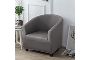 Surwin Sesselbezug Elastische Sesselschoner, Einfarbig Sesselüberwurf Universal Chair Schonbezug Sofabezug für Clubsessel Lounge- & Cocktailsessel (One Size,Mittelgrau)