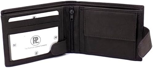 Mens Black Smooth Premium Leather Credit Card Wallets with ID Windows (Black Hunter Leather)