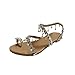 Produktbild BaZhaHei Sommer Elegante Boho Vintage Damen Frauen Mode Perlen Sandalen Sommer Schuhe Party Sexy Perle Flache Unterseite Clip Toe Flip Flop Zehentrenner Schuhe Übergröße Sommerschuhe (37, Braun)