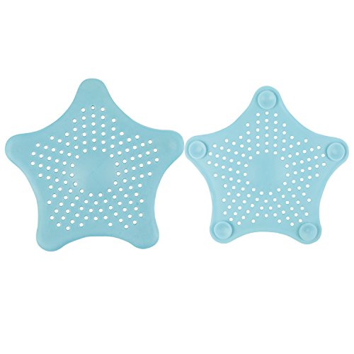 TRIXES 2 Stück blaue sternförmige Abflusssiebe aus Silikon für Waschbecken Spüle Bad Dusche etc. - 5