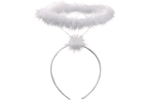 PartyToko White Angel Halo Headband - Feathered Angel Halo - Halloween Headband - Angel Costume Accessories - Angel Costume for Women, Men and Kids 1pcs