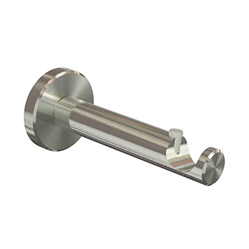 Flairdeco 11021601-0040 Träger für Gardinenstangen 16 mm Durchmesser, 1-läufig, Wandabstand circa 7,5 cm, offen, Edelstahl