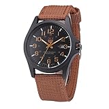 EUZeo Herren Casual Armbanduhren Outdoor Fluoreszierend Datum Kalender Uhren Leinenband Militär Sportlich Analog Quarz Leuchtend Armee Armbanduhr