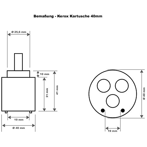 Sanifri 470010813 Kerox Kartusche 40mm, ohne Kartuschenboden - 3