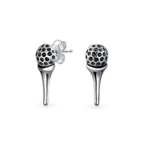 Bling JewelrySport Player Balls Clubs Golf Earrings for Women Dangle Lever Back Studs Oxidized .925 Sterling Silver Golf Jewelry Gifts Female Golfers