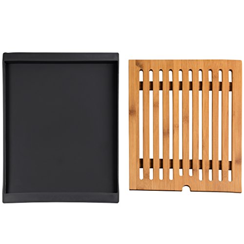 Levivo Brotschneidebrett aus Bambus mit Krümelfach in 3 Farben, schwarz - 6