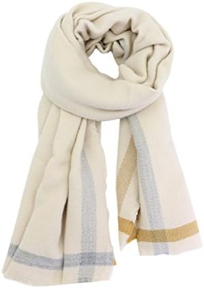 Color Striped Scarf Lady Soft Box Hit Color Golden Trim Shawl,PhotoColor-OneSize