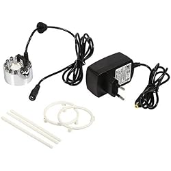 Brumisateur Diffuseur Brume Feux à Brouillard 12 LED Lumière colorée Fogger Air l'étang de Fontaine d'Eau avec l'Humidificateur d'Air de Machine d'Adaptateur Puissance 24V (Avec adaptateur EU Prise)