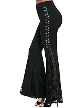 GAMISS Damen Schlaghosen Elegant Hohe Taile Hosen Lange Dünne Schlank Hosen