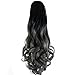 22" Claw on Ombre Two Tone Synthetic Curly Wavy Ponytail Hair Extensions Black to Dark Grey