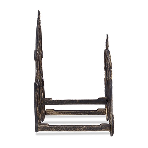 Relaxdays Schlauchhalter Antik, Gusseisen, Vintage, Wandhalter Metall, HBT 24 x 31,5 x 15cm Gartenschlauchhalter, Bronze - 3